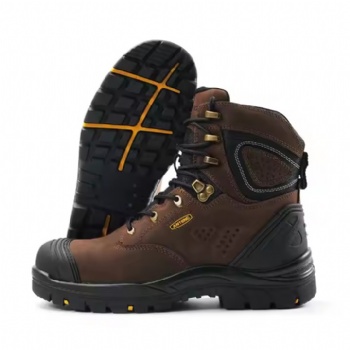 Fashion High Cut Dark Brown Safety Shoes Non Slip Steel Toe Safety Work Shoes