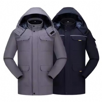 Windproof Work Jackets Custom Overall 100% Cotton Soft Shell  Down Jacket Hooded Workwear