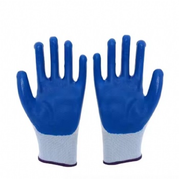 Blue Palm Coated Nylon Gloves Comfortable Palm Fit Safety work Gloves