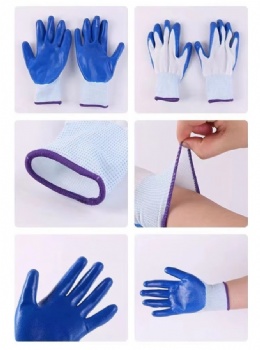 Blue Palm Coated Nylon Gloves Comfortable Palm Fit Safety work Gloves